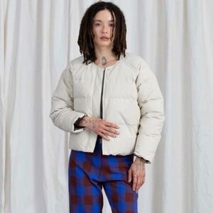 Ali Golden grosgrain puffer jacket in Bone